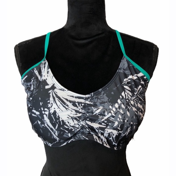 Fabletics Other - Fabletics Women’s Bikini Swim Top Small Black Green Padded Athletic Swimwear NEW